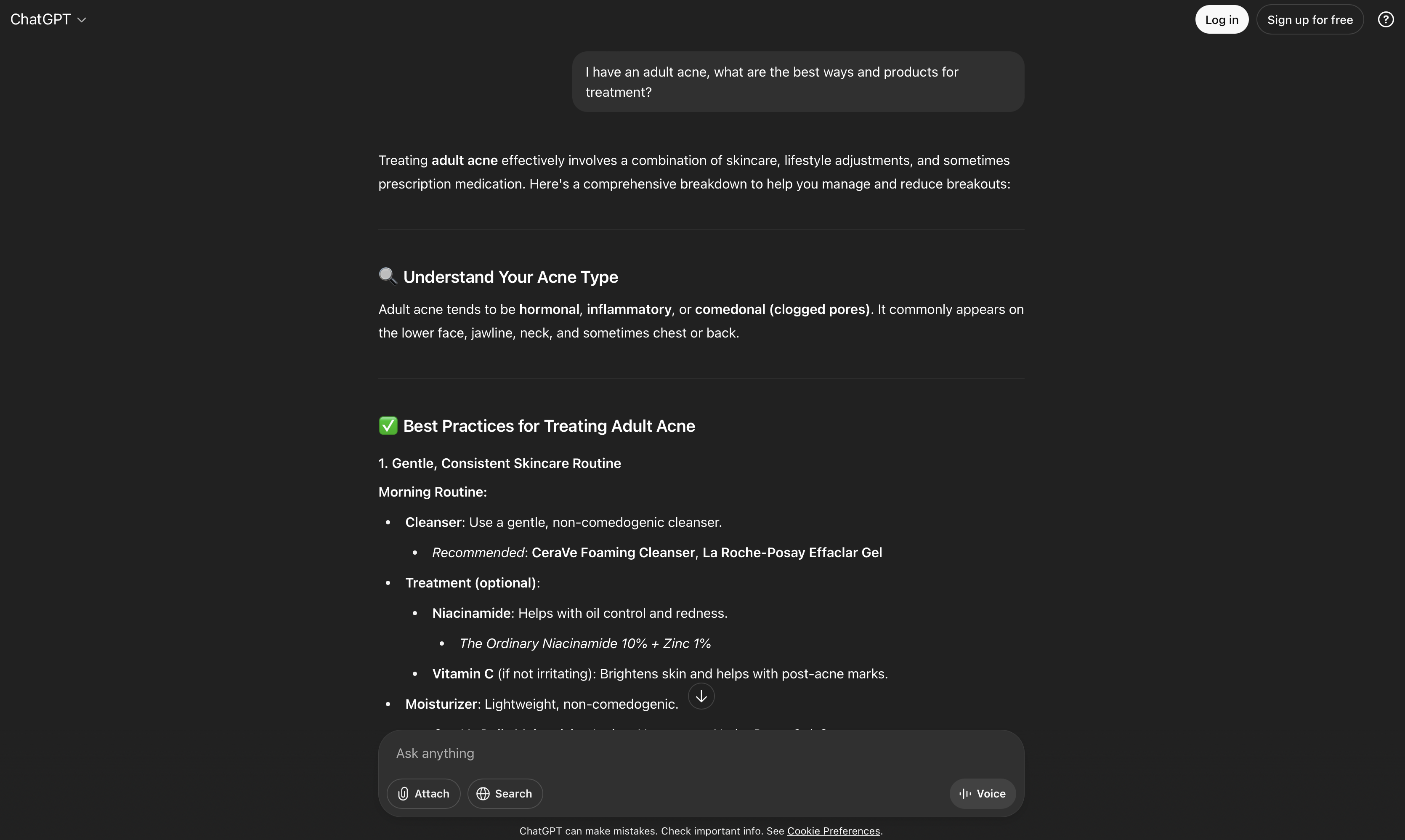 ChatGPT conversation showing brand mentions